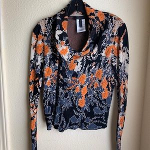 BCBG zip up sweater orange-multi